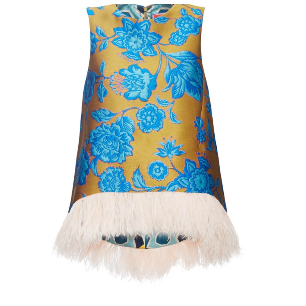 La DoubleJ La Scala, Hottie Turquoise in Jacquard With Feathers Top - Picture 8 of 10